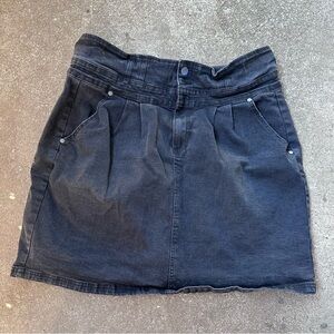 City Chic Black Denim Paperbag Skirt